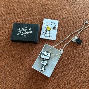 Tatty Devine Silver Snoopy 'BOO!' Pendant Necklace